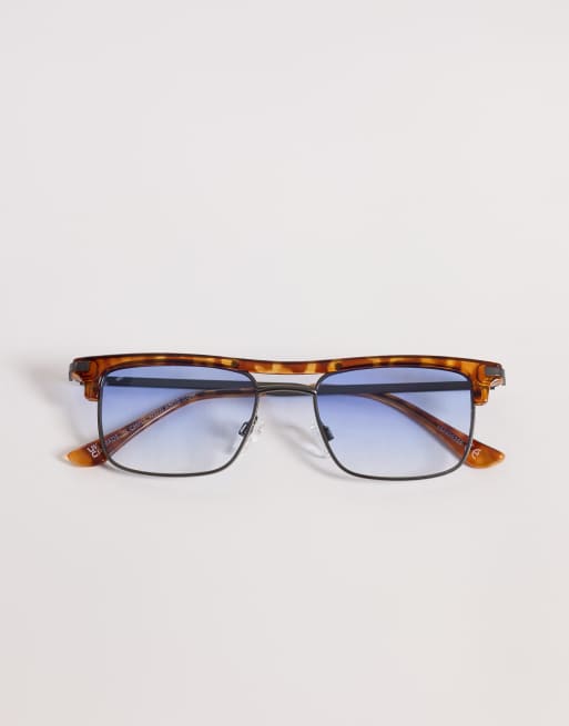 ASOS DESIGN – Orange solglasögon i retrostil med blå glas, 3 av 3