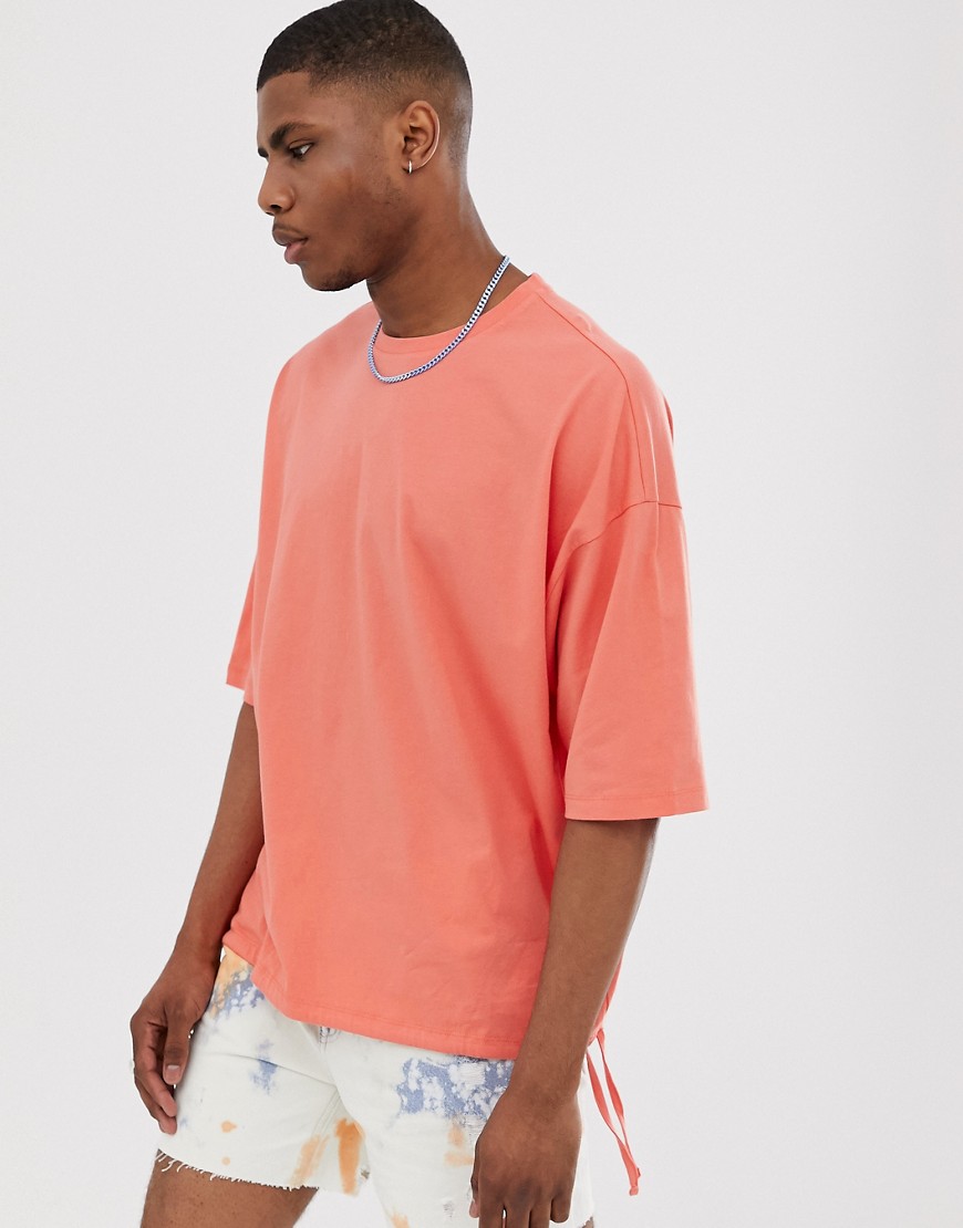 ASOS DESIGN – Orange t-shirt i oversize-modell med dragsko