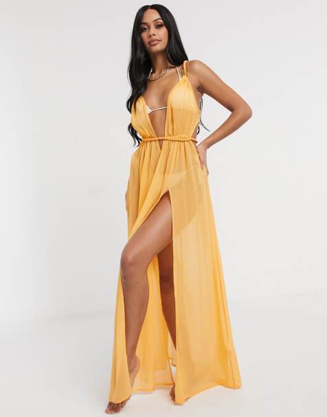 ASOS DESIGN – Oranges Strandkleid aus Chiffon