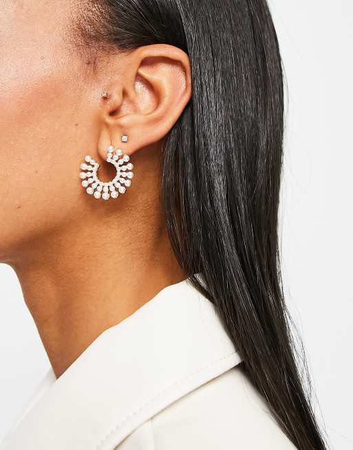 ASOS DESIGN - Orecchini a bottone color oro con perline