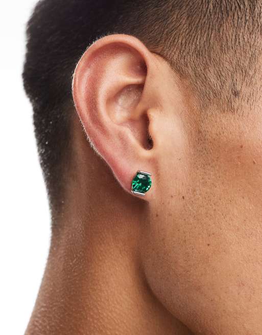 ASOS DESIGN - Orecchini a bottone color smeraldo