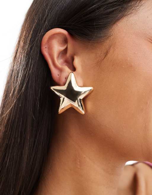 ASOS DESIGN - Orecchini a bottone con design a forma di stelle color oro