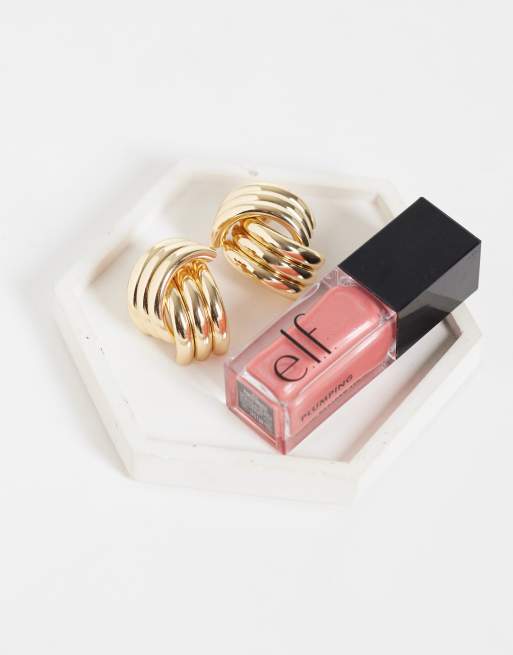 ASOS DESIGN orecchini a bottone con design a rilievo incrociato color oro, 2 di 4
