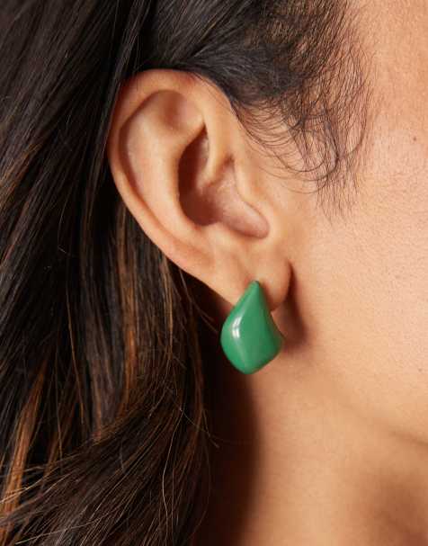 ASOS DESIGN - Orecchini a bottone con design effetto colato verdi - view 1