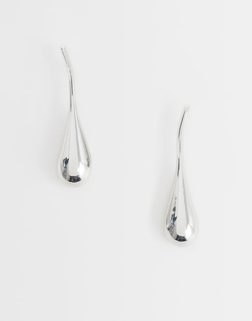 ASOS DESIGN orecchini a bottone con pendente dal design scultoreo color argento