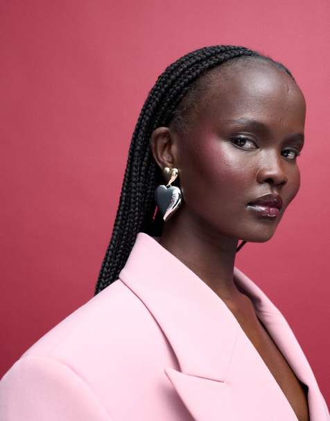 ASOS DESIGN - Orecchini a bottone doppi a forma di cuore color argento e oro misti - view 1