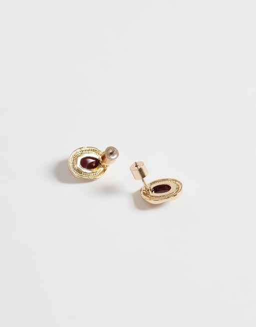 ASOS DESIGN orecchini a bottone effetto fuso con pietre incastonate, 4 di 4