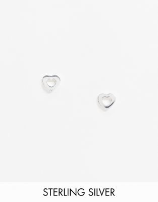 ASOS DESIGN - Orecchini a bottone in argento sterling con design a cuore aperto