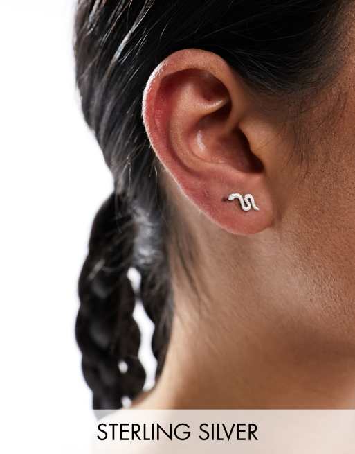 ASOS DESIGN - Orecchini a bottone in argento sterling con design a serpente