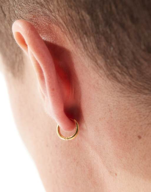 Orecchini Huggie Robusti In Argento Sterling 925 Placcato Oro - Foto 4