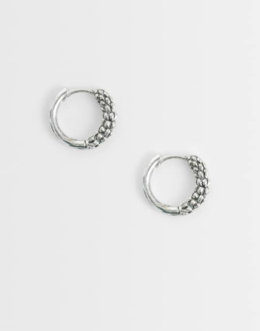 ASOS DESIGN - Orecchini a cerchio color argento brunito testurizzato