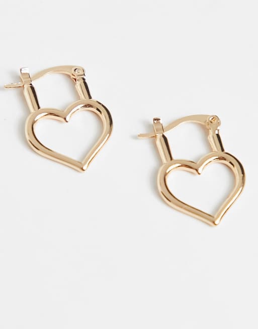 ASOS DESIGN - Orecchini a cerchio color oro con cuore