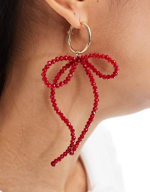 Orecchini A Cerchio Pendenti A Goccia Con Cristalli - Bijoux Estivi In Lega E Cristallo, Regalo Bohémien Per Donne, Colore Rosso