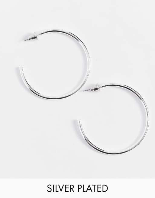ASOS DESIGN - Orecchini a cerchio da 40mm placcati argento