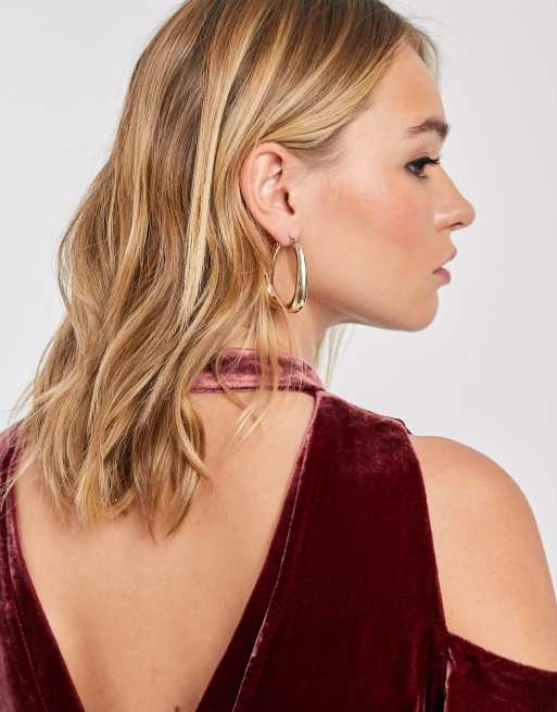 ASOS DESIGN - Orecchini a cerchio eleganti oro squadrati, 3 di 4
