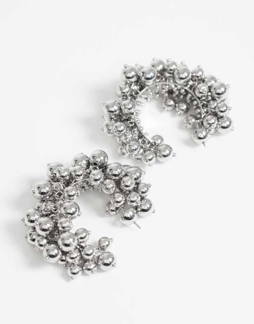 ASOS DESIGN - Orecchini a cerchio grandi color argento con perline