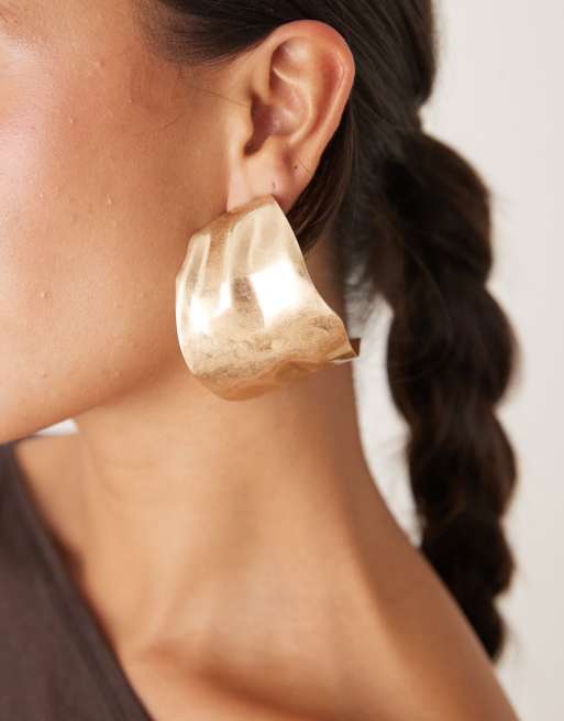 ASOS DESIGN - Orecchini a cerchio grandi color oro zigrinati