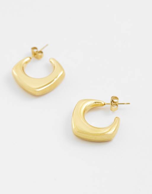 ASOS DESIGN - Orecchini a cerchio in acciaio inossidabile resistente all'acqua color oro