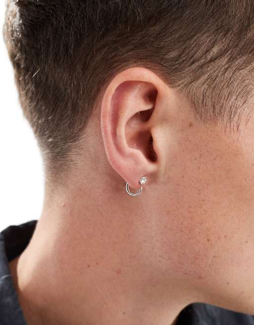 ASOS DESIGN - Orecchini a cerchio in argento sterling con cristalli, 3 di 4