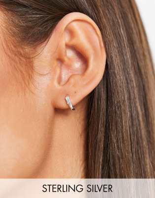 Asos Design - Orecchini A Cerchio In Argento Sterling Con Cristallo Baguette