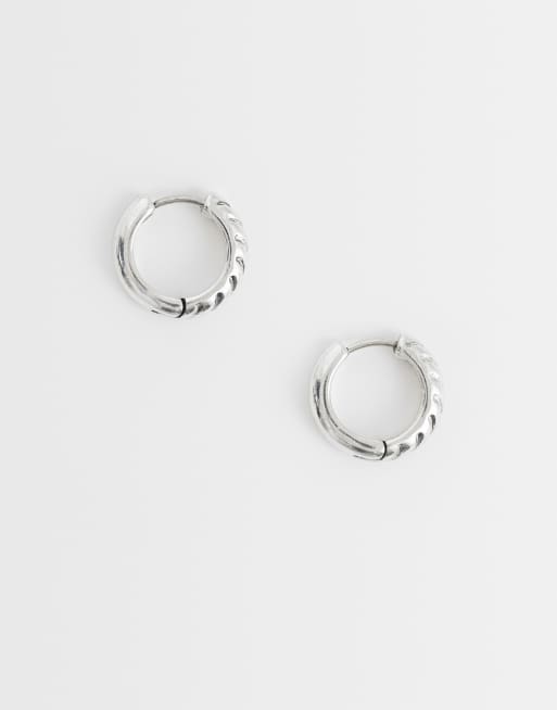 ASOS DESIGN - Orecchini a cerchio intrecciati in acciaio inossidabile resistente all'acqua color argento