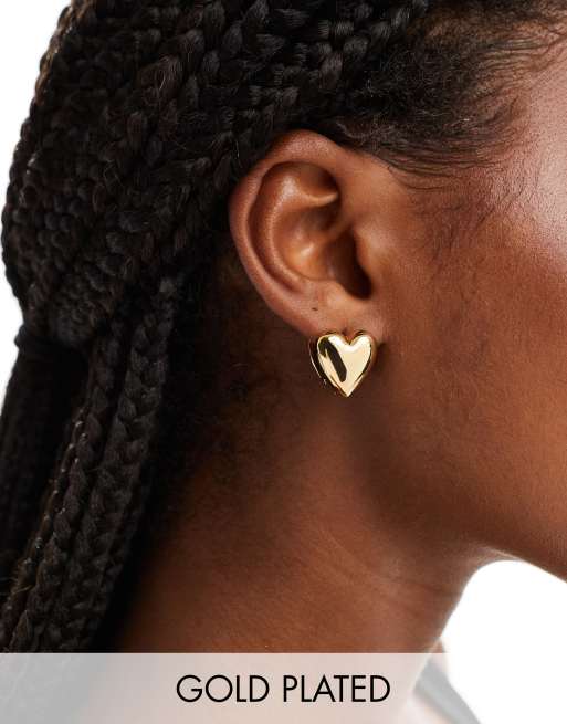 ASOS DESIGN - Orecchini a cerchio placcati oro 14k con dettaglio di cuore a cerniera