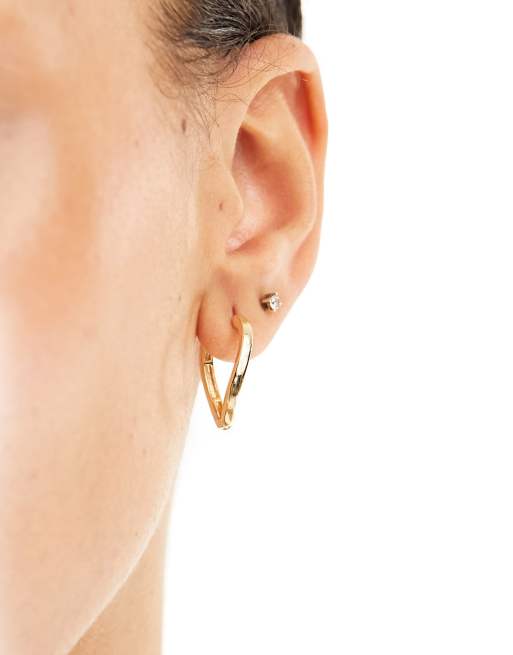 ASOS DESIGN - Orecchini a cerchio sottili a cerniera color oro