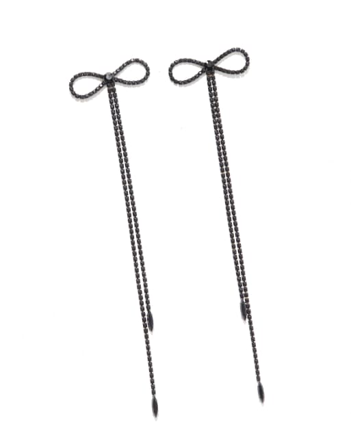 ASOS DESIGN - Orecchini a fiocco neri con perline, 2 di 3