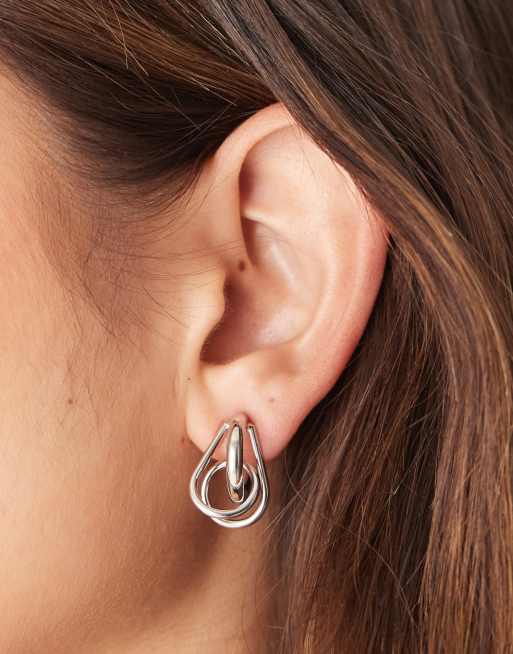 ASOS DESIGN - Orecchini color argento con nodo intrecciato
