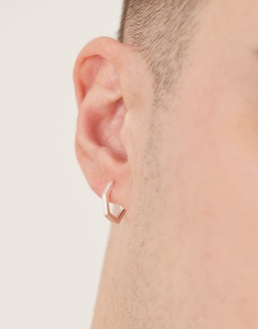ASOS DESIGN - Orecchini esagonali in argento sterline placcati argento