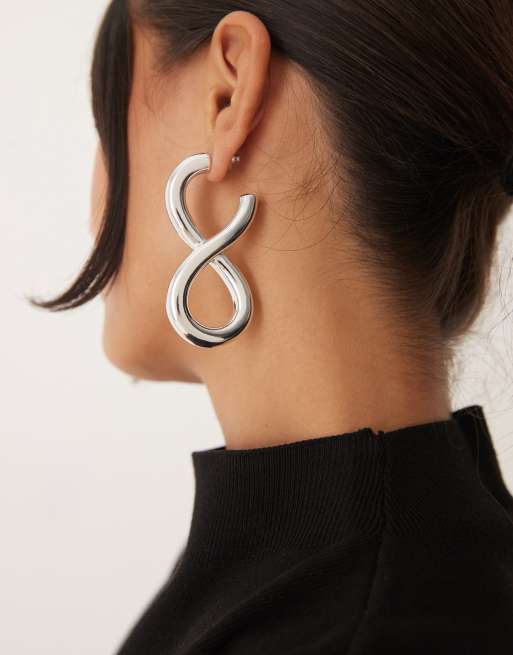 ASOS DESIGN - Orecchini grandi a cerchio intrecciati color argento