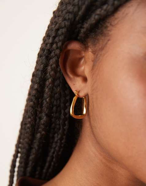 ASOS DESIGN - Orecchini in acciaio inossidabile resistente all'acqua color oro con design squadrato intrecciato - view 1