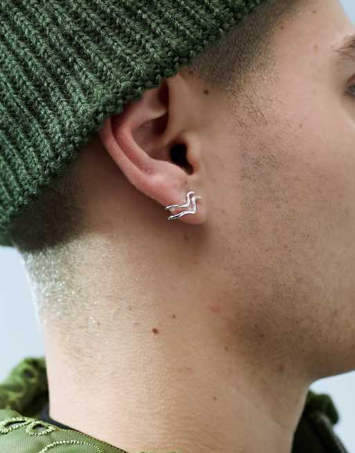 ASOS DESIGN - Orecchini in argento sterling con design effetto fuso a onda