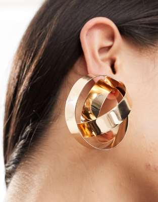 Orecchini A Cerchio Oversize Oro 10 Cm - Grandi Cerchi Lisci Spessi In Metallo Placcato - Retro Chic