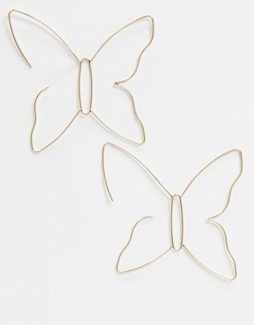 ASOS DESIGN - Orecchini passanti con farfalle color oro