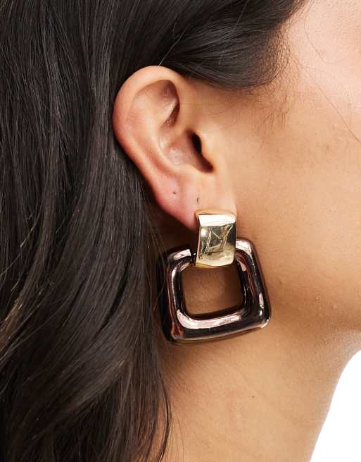 ASOS DESIGN - Orecchini pendenti color bronzo con dettaglio stile batacchio