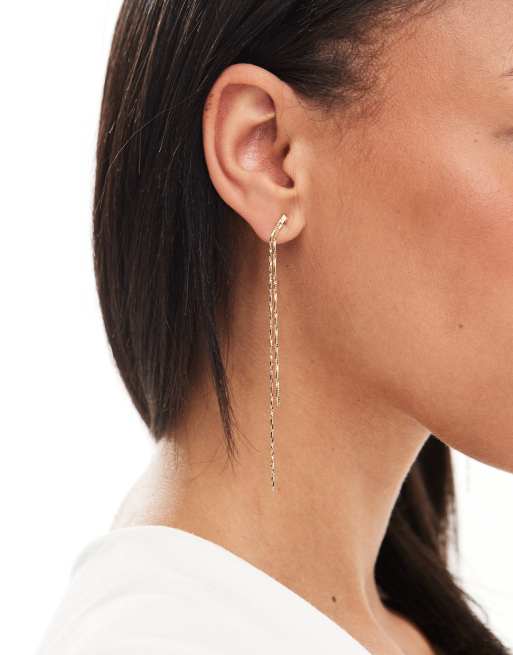 ASOS DESIGN - Orecchini pendenti con catenina sottile semplice colore oro