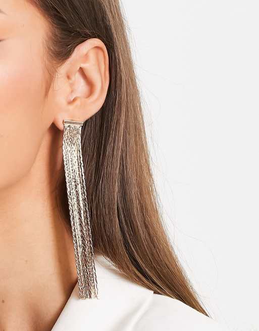 ASOS DESIGN - Orecchini pendenti lunghi color oro multifilo