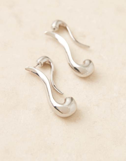 ASOS DESIGN - Orecchini scultorei davanti e dietro color argento