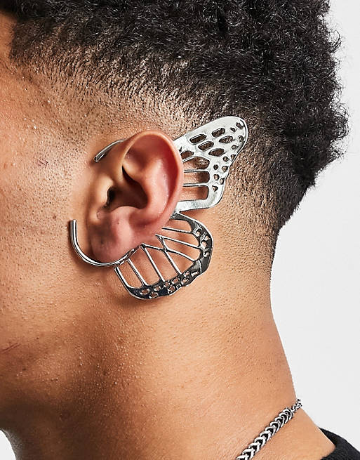 Orecchino ear cuff color con design ad ala di farfalla Asos Uomo Accessori Gioielli Orecchini 