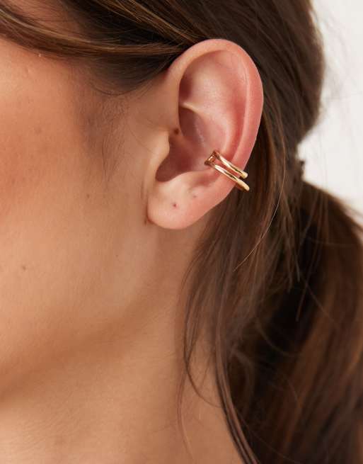 ASOS DESIGN - Orecchino ear cuff color oro con design a doppio cerchio