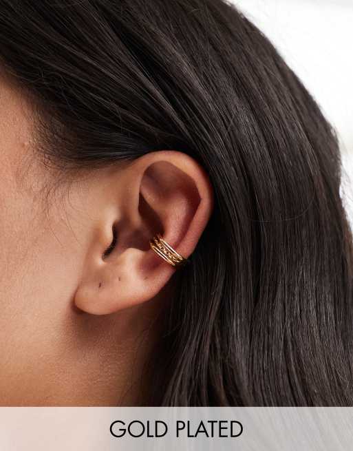 ASOS DESIGN - Orecchino ear cuff placcato oro 14 k con dettaglio multifilo