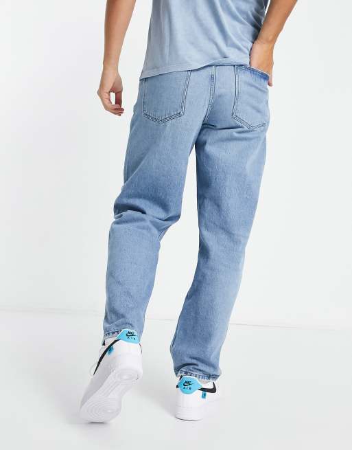 Asos Design Organic Baggy Jeans In Vintage Light Wash Blue Asos