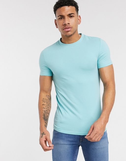 ASOS DESIGN organic blend cotton muscle fit T-shirt with crew neck in ...