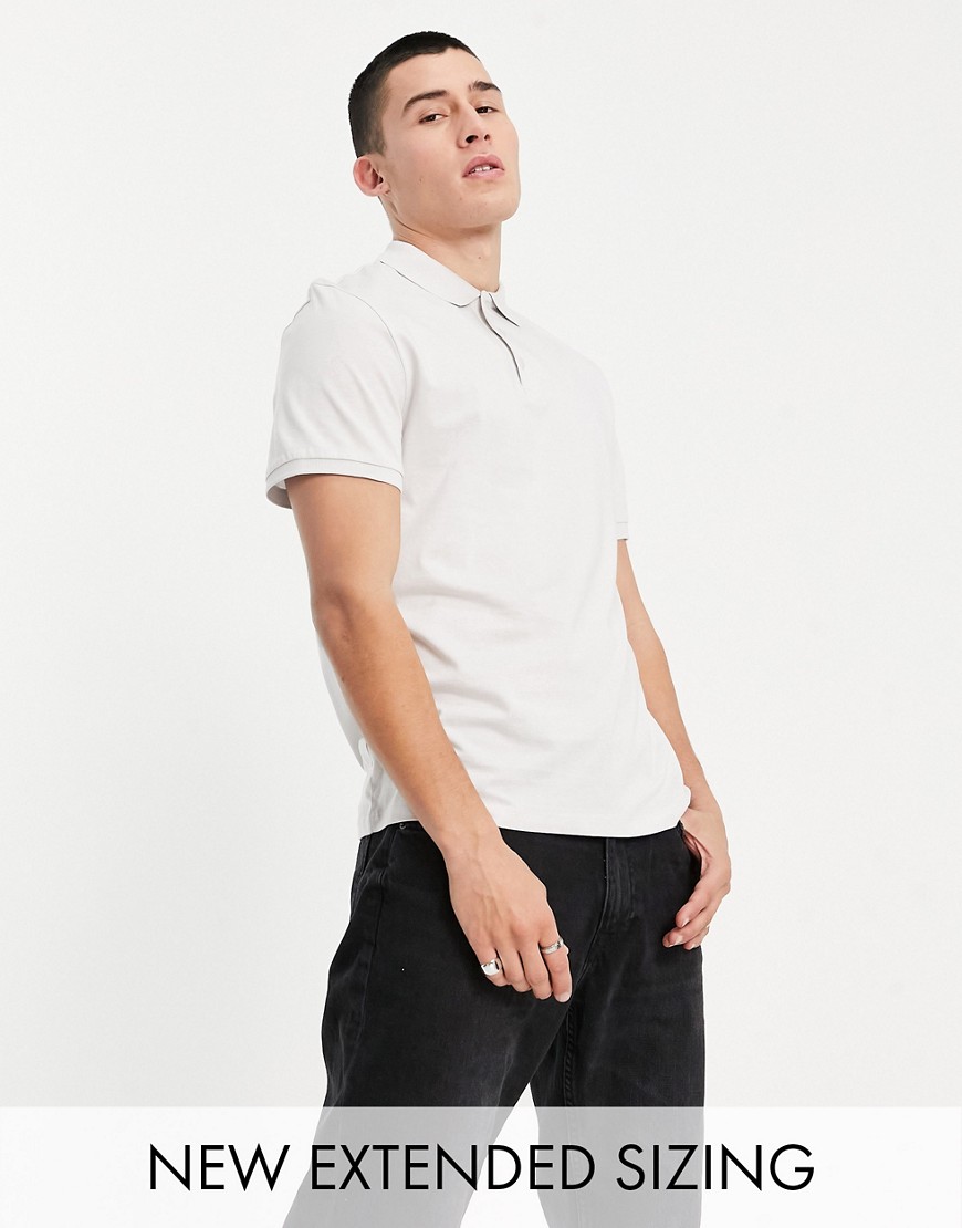 ASOS DESIGN organic blend jersey polo in off white