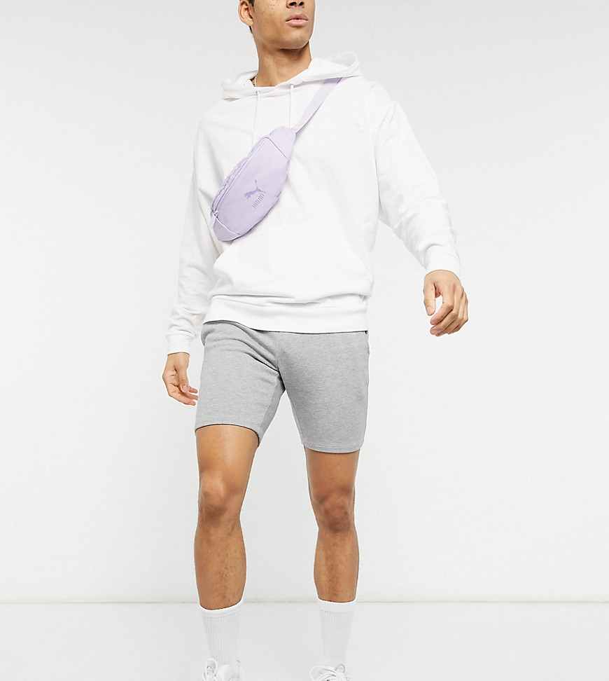 ASOS DESIGN organic blend jersey skinny shorts in gray heather-Grey