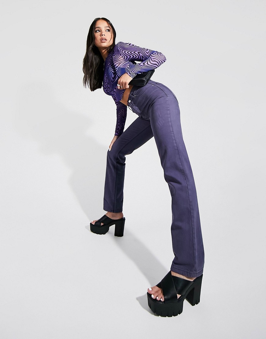 ASOS DESIGN organic cotton blend mid rise '90s' straight leg jean in purple