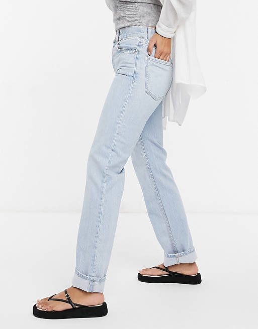  organic cotton blend mid rise '90s' straight leg jeans in bright wash 