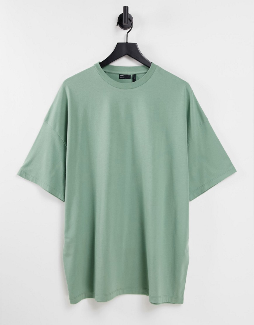 ASOS DESIGN organic cotton blend oversized T-shirt with crew neck in green