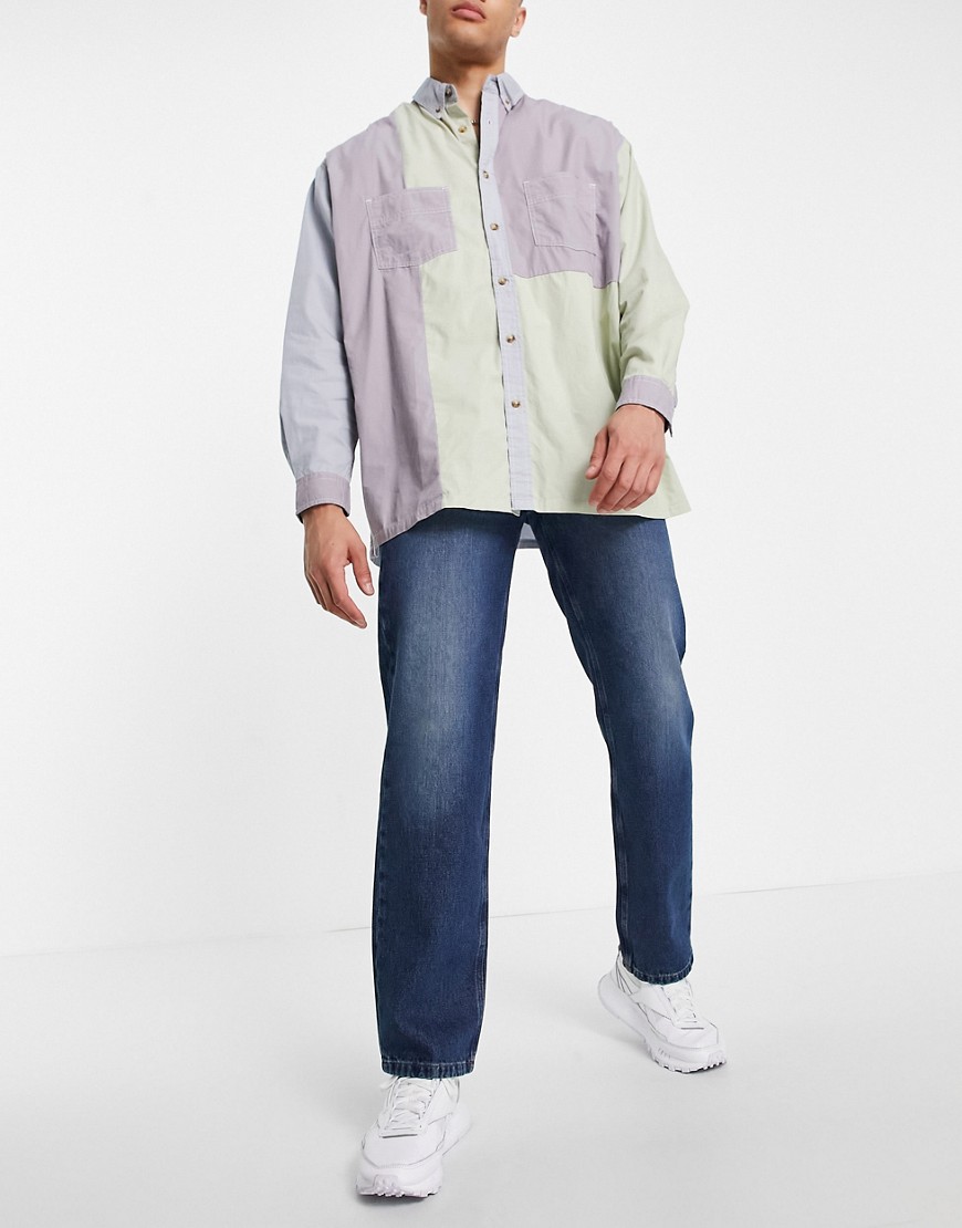 ASOS DESIGN Organic cotton blend straight leg jeans in vintage dark wash-Blues